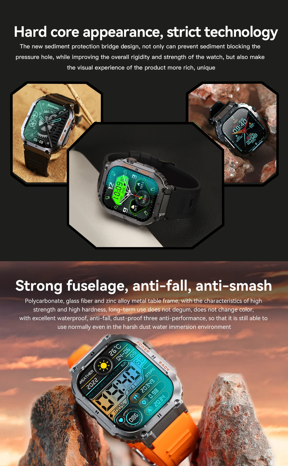 Outdoor Sports Fitness Smartwatch Men 1.96 Inch Screen Bluetooth Call Waterproof