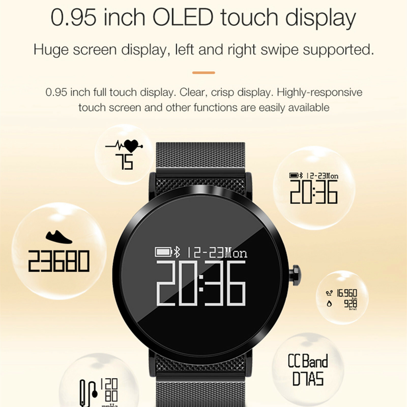 Touch Screen Bluetooth Smart Watch Sleep Quality Tracking For Business Sports