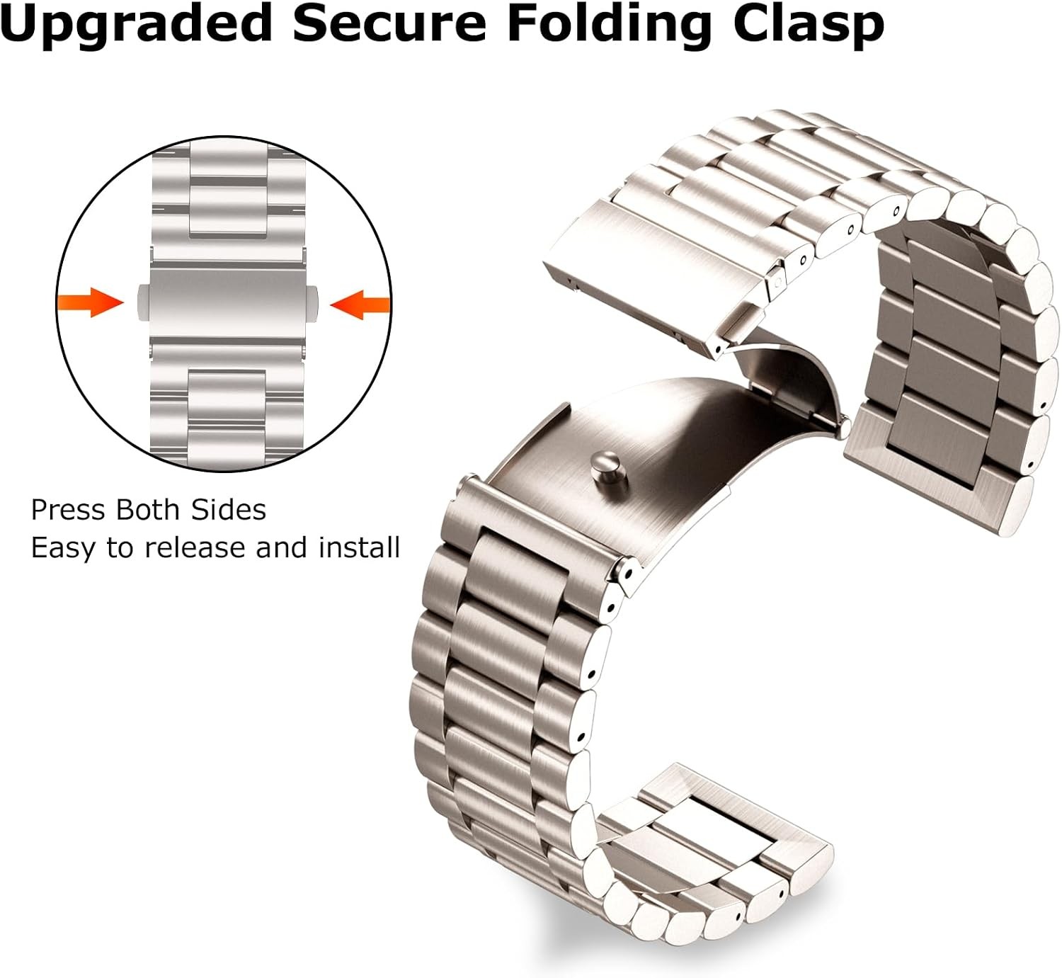 20mm Stainless Steel Bracelet Strap 2 Pack for Garmin Vivoactive 5 Compatibility
