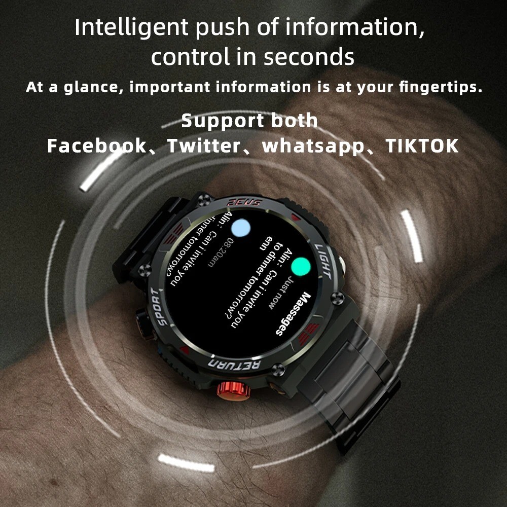 Smart Watch Fitness Tracker Waterproof Flashlight Bluetooth LOKMAT ZEUS 5 PRO