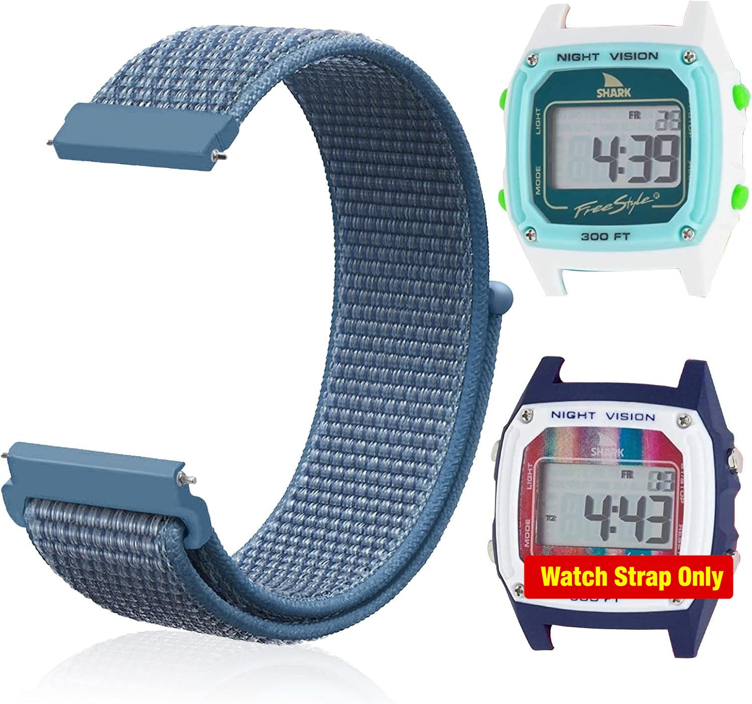 Strap Only For Freestyle Shark Classic Watch Nylon Adjustable Quick-drying Blue