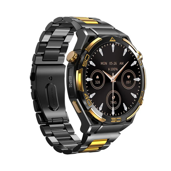 Smart Watch Mens 1.43″ AMOLED Built-in GPS Flashlight Compass, Bluetooth Calls