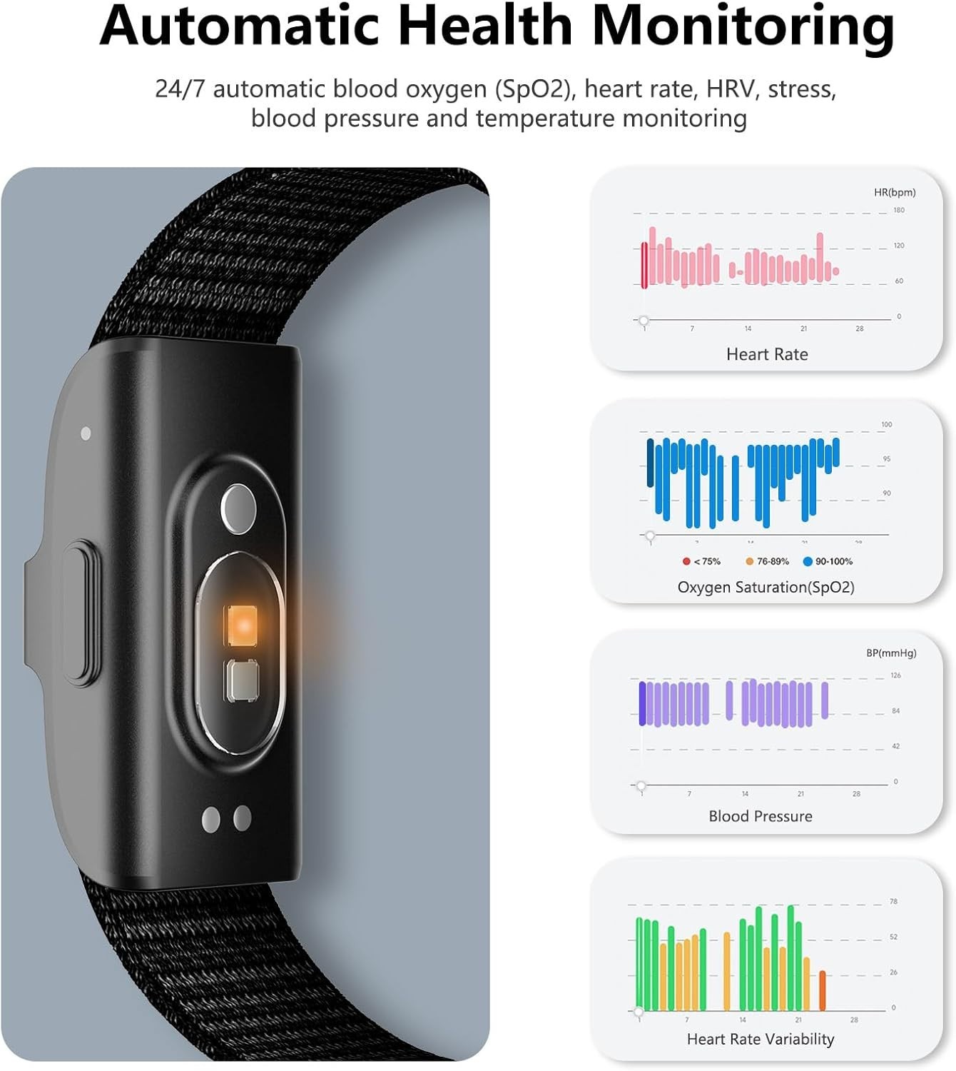 Smart Health Wristband, Wearable Activity & Fitness Tracker for Multi-Sport M…