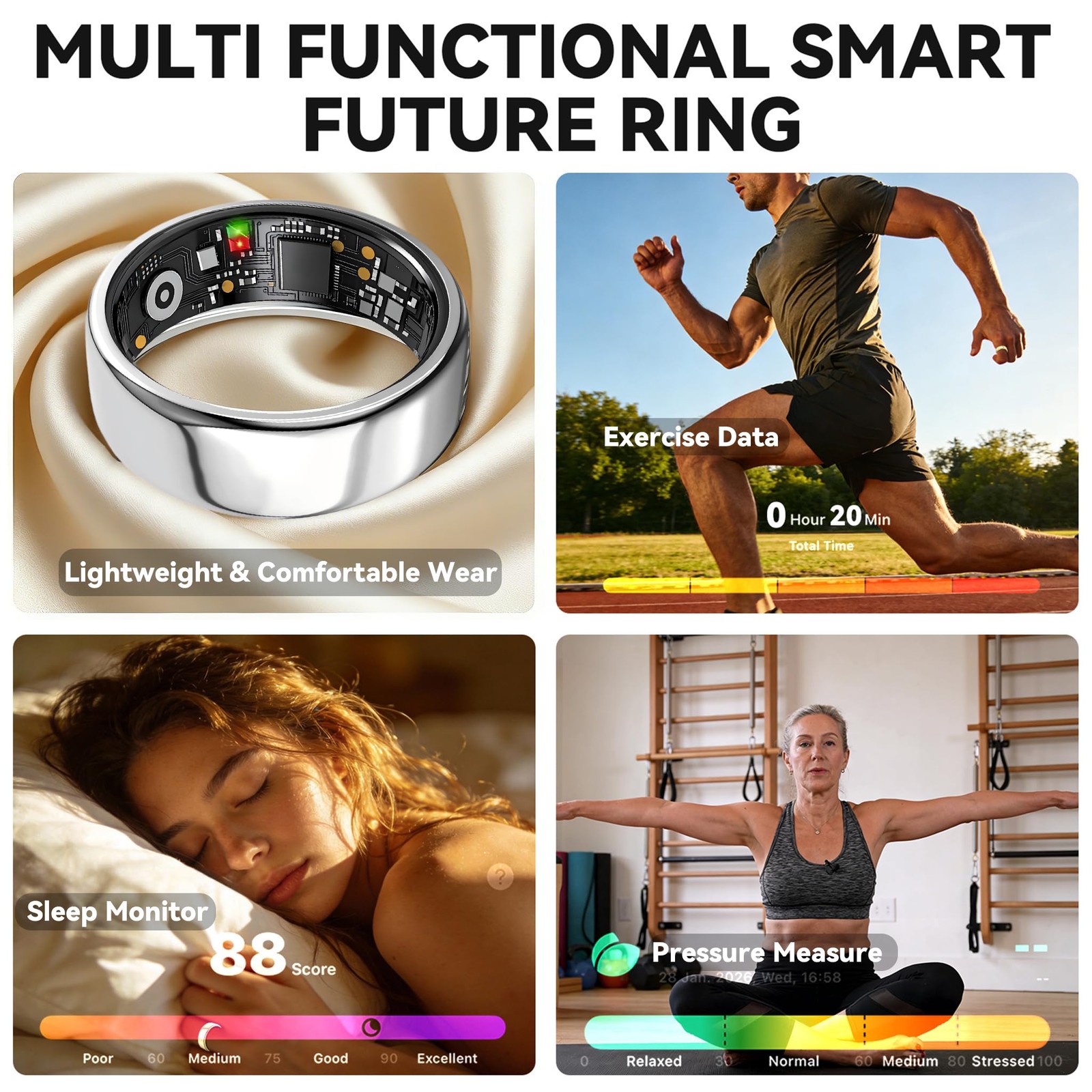 Osawalla Smart Ring for Women Men,Fitness Tracker Ring,Heart Rate,Blood Oxyge…