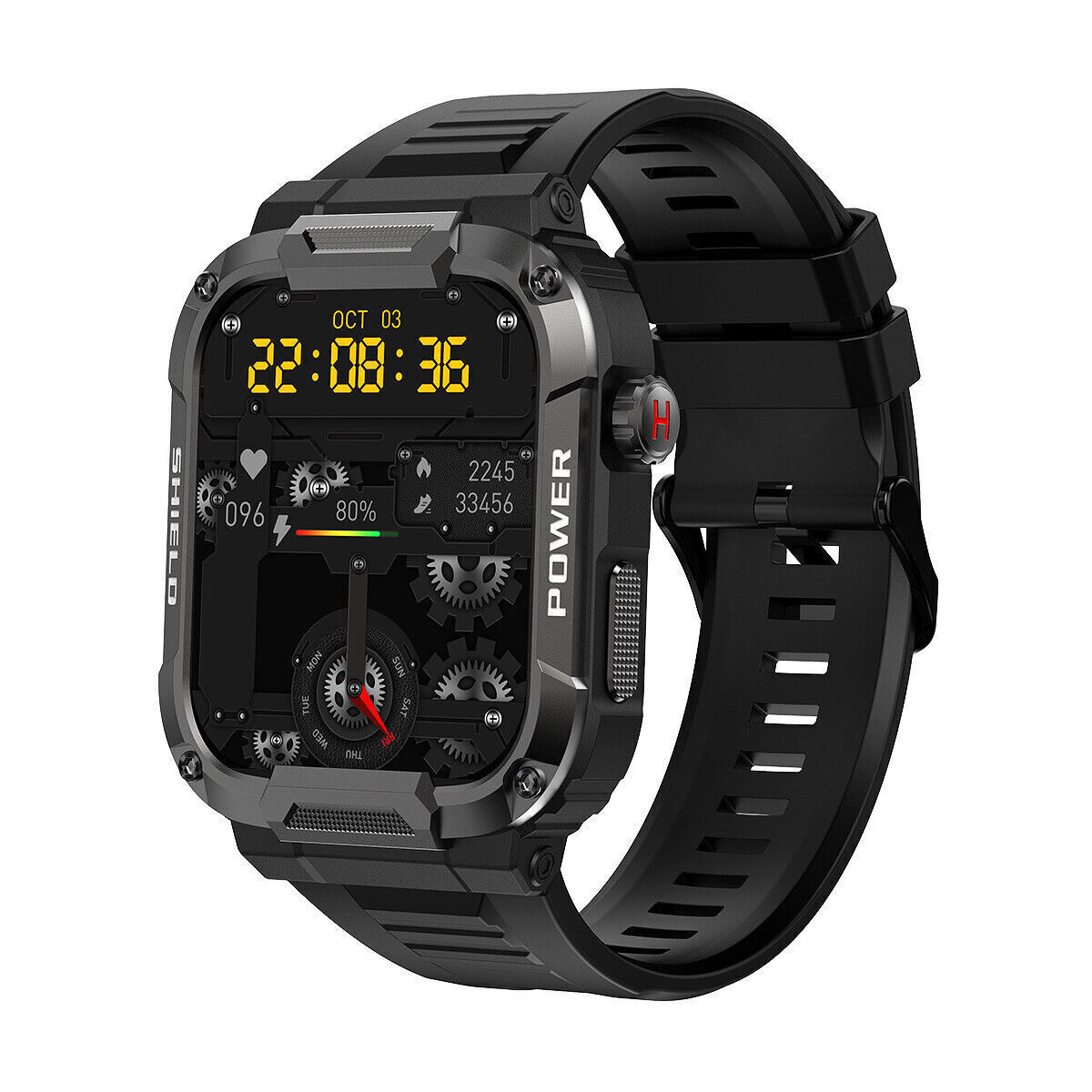 Black Smart Watch Men Women Fitness Tracker Heart Rate Watches for Android iOS