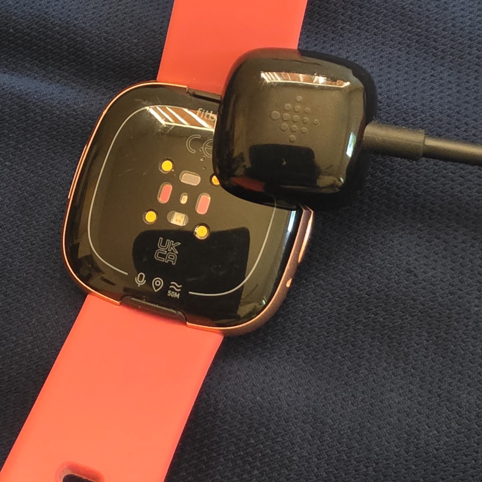Fitbit Versa 2 Smartwatch 40mm Gold Aluminum Case Pink Silicone Band