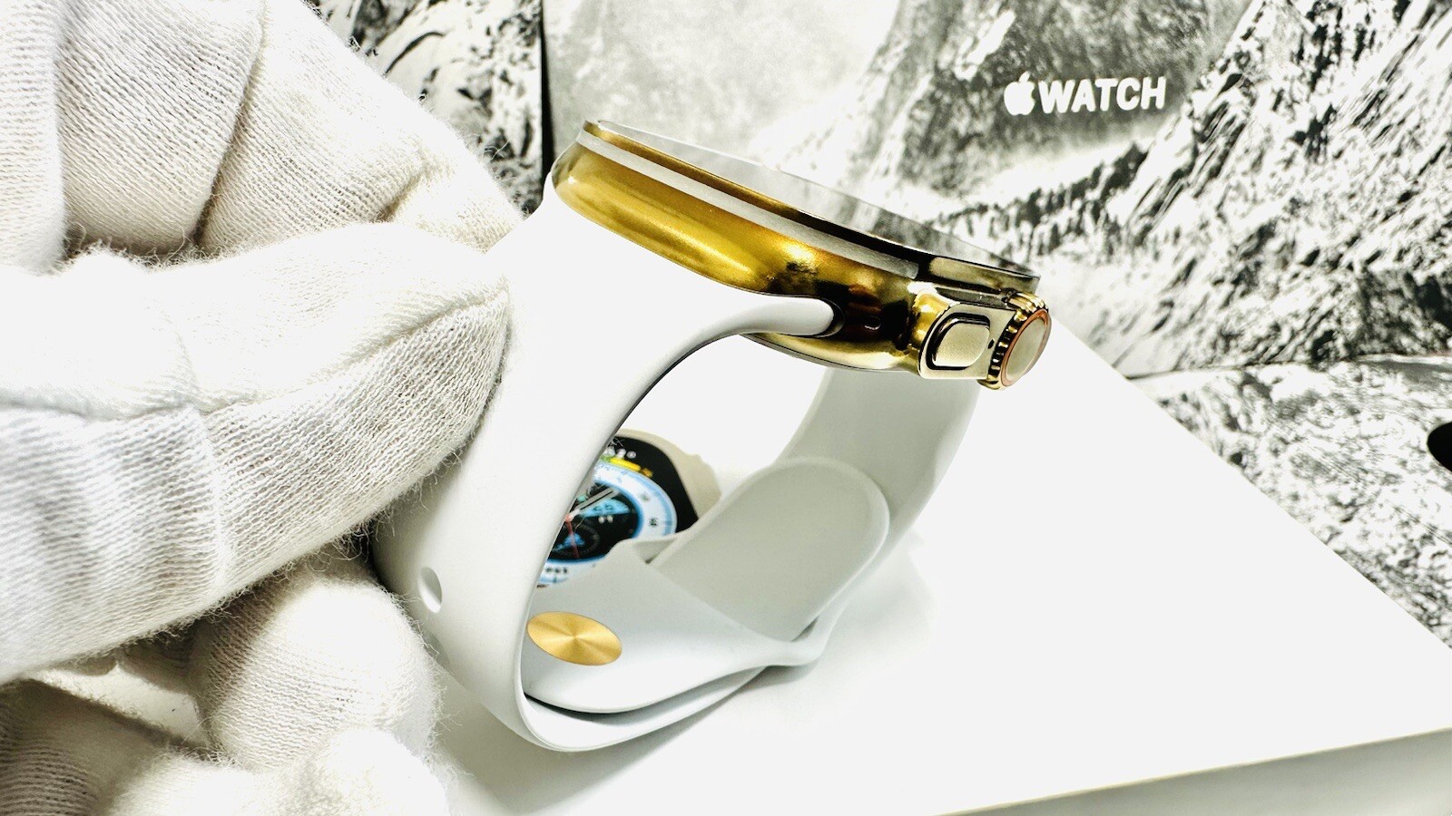 49MM Apple Watch ULTRA 2 GOLD Anodized Custom Polished White Sport Band LTE GPS