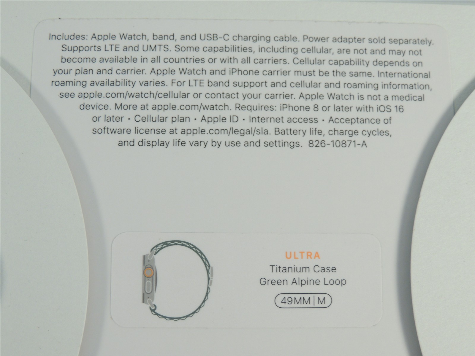 Apple Watch Ultra Titanium Case AT&T WR-100M MQEW3LL/A Green Alpine Loop 49mm