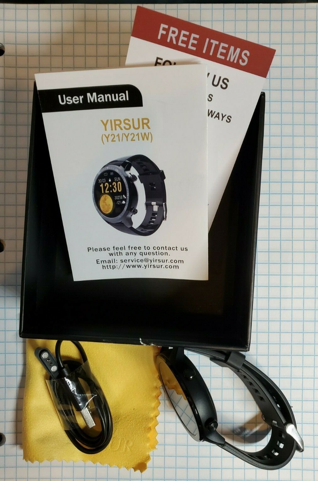 Yirsur smart watch Android/ IOS Apple compatible 1.3″  wirel.charge, always ON 