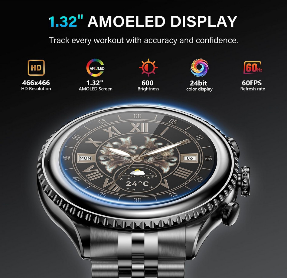 2026 Rotating Bezel Smart Watch for Men with Bluetooth Call, Heart Rate, Blood P