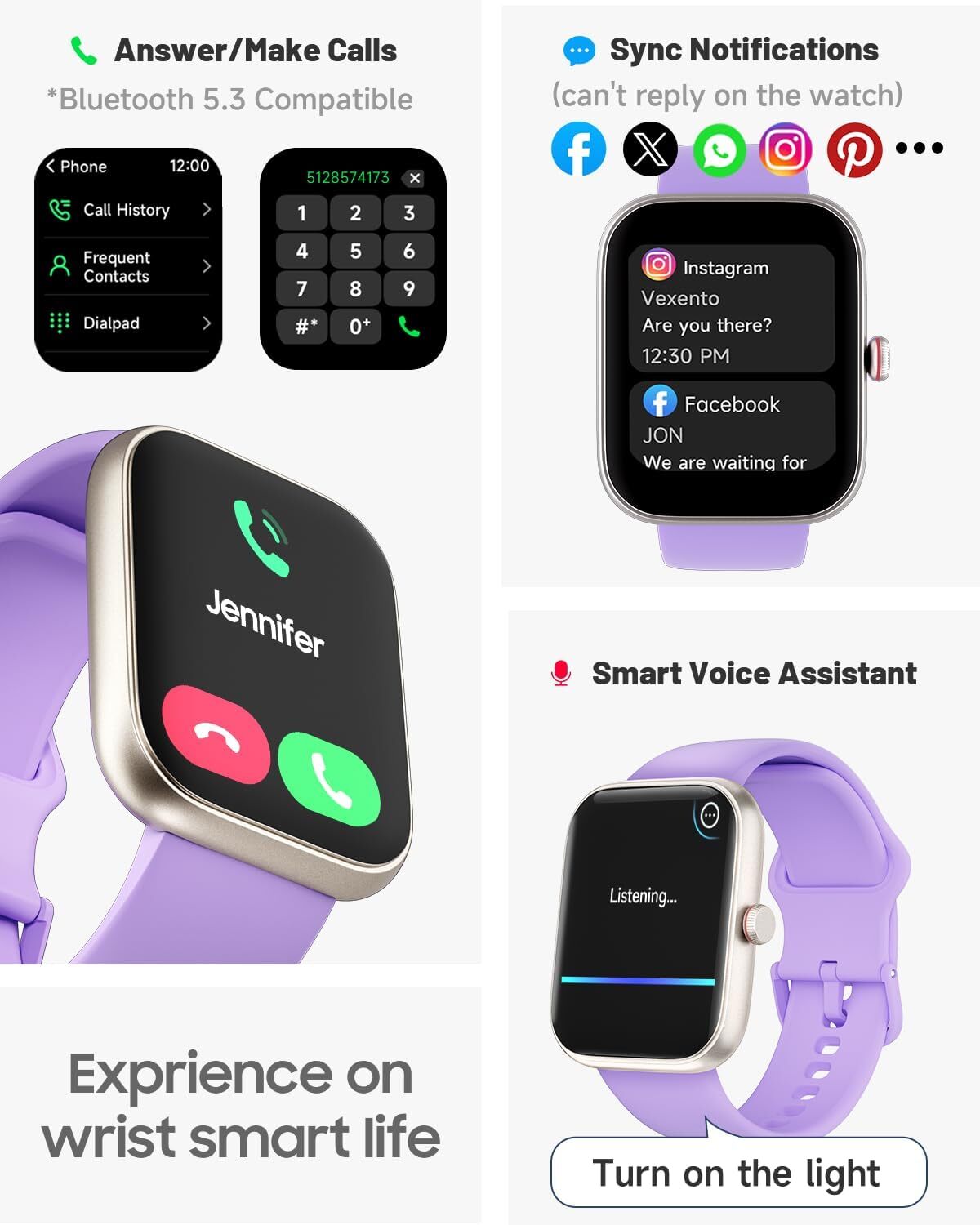 Smart Watch Men Women Fitness Tracker Heart Rate Watches for Android iOS iPhone