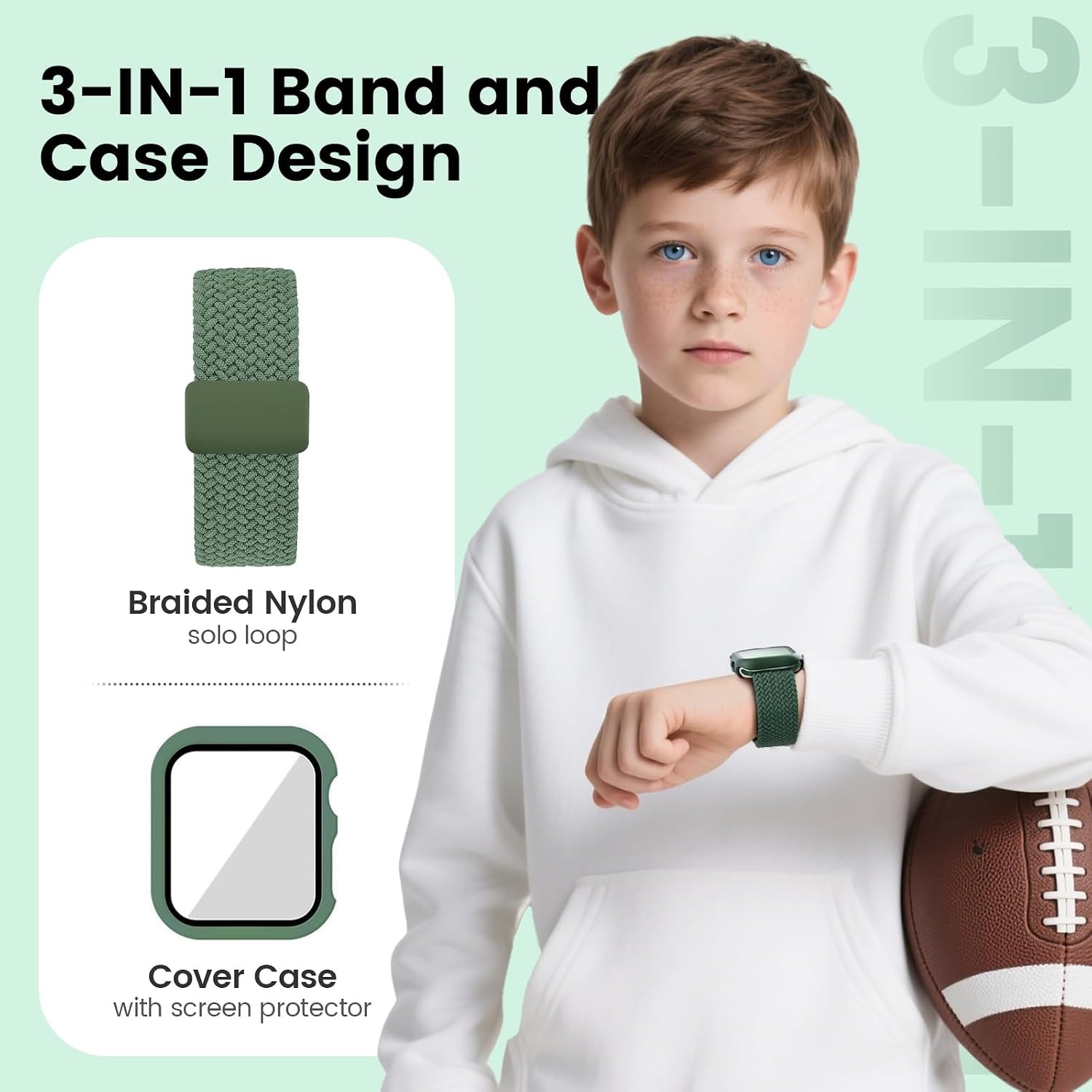 Nylon Elastic Solo Loop and Protective Cover for Apple Watch 38mm 40mm 41mm 44mm
