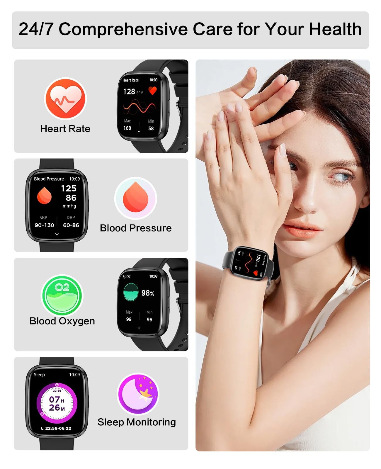 Egqinr Smart Watches For Men/Women 1.75 Bluetooth Call Ai Voice Smartwatch 24/7