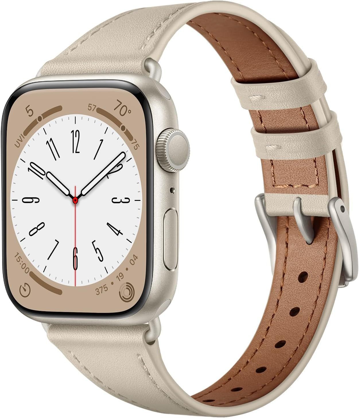 Genuine Leather Strap Compatible with Apple Watch Series 7 42mm Women