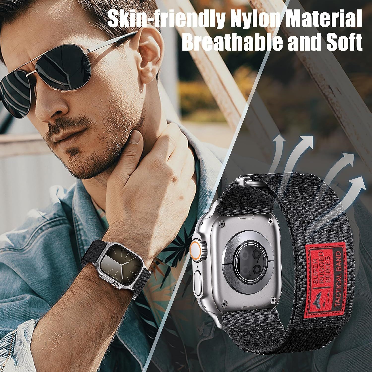 Adjustable Nylon Band for Apple Watch Ultra 49mm – Compatible Composite Strap