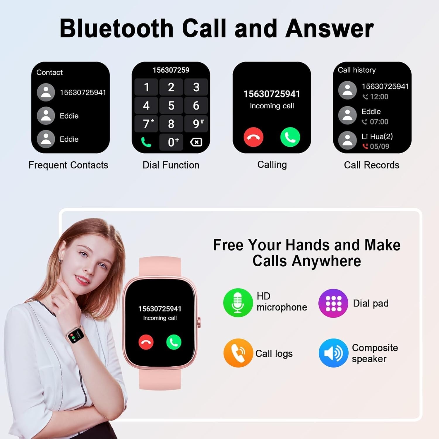 Reloj Inteligente Rose Para Mujer Compatible Con Alexa Iphone Android Samsung De