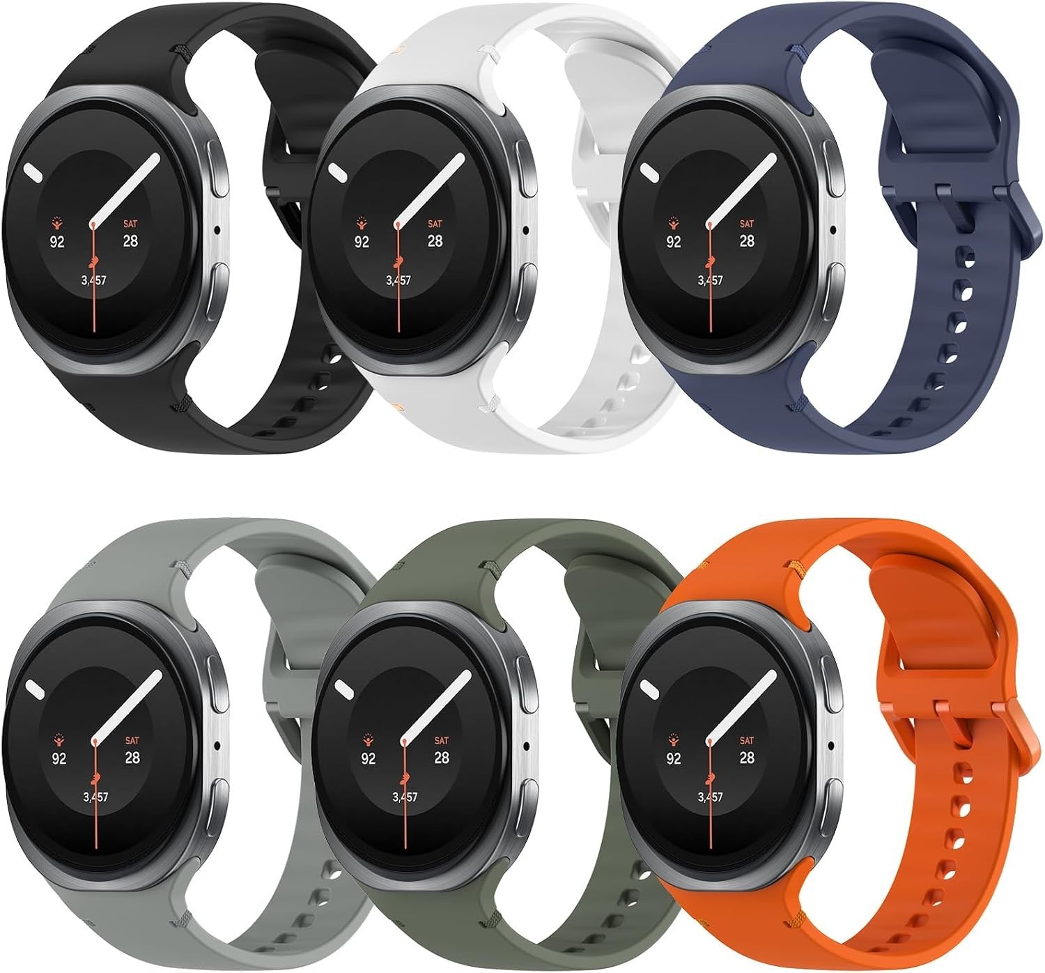 6 Pack Replacement Soft Silicone Sport Bands for Samsung Galaxy Watch 8 40mm 44m