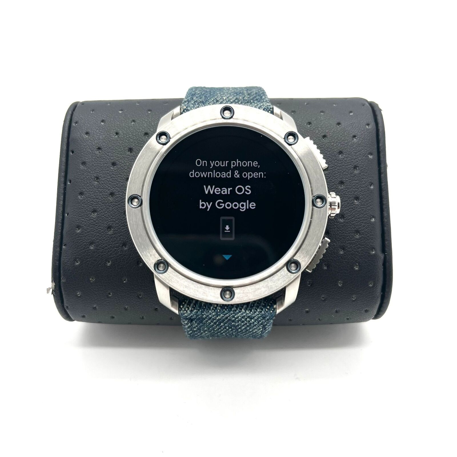 Diesel DW1001 Axial Stainless Steel Smartwatch with Denim Blue Strap