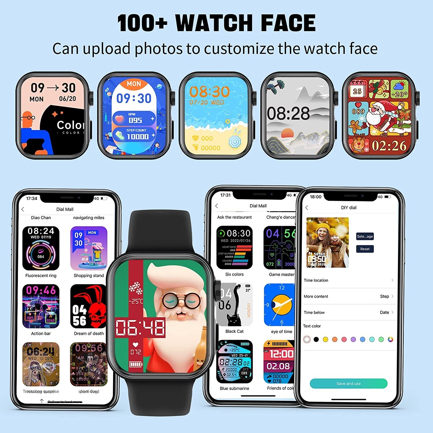 Smart Watch Android IOS 1.81 FullTouch Answer/Make Call/Heart Monitor Waterproof