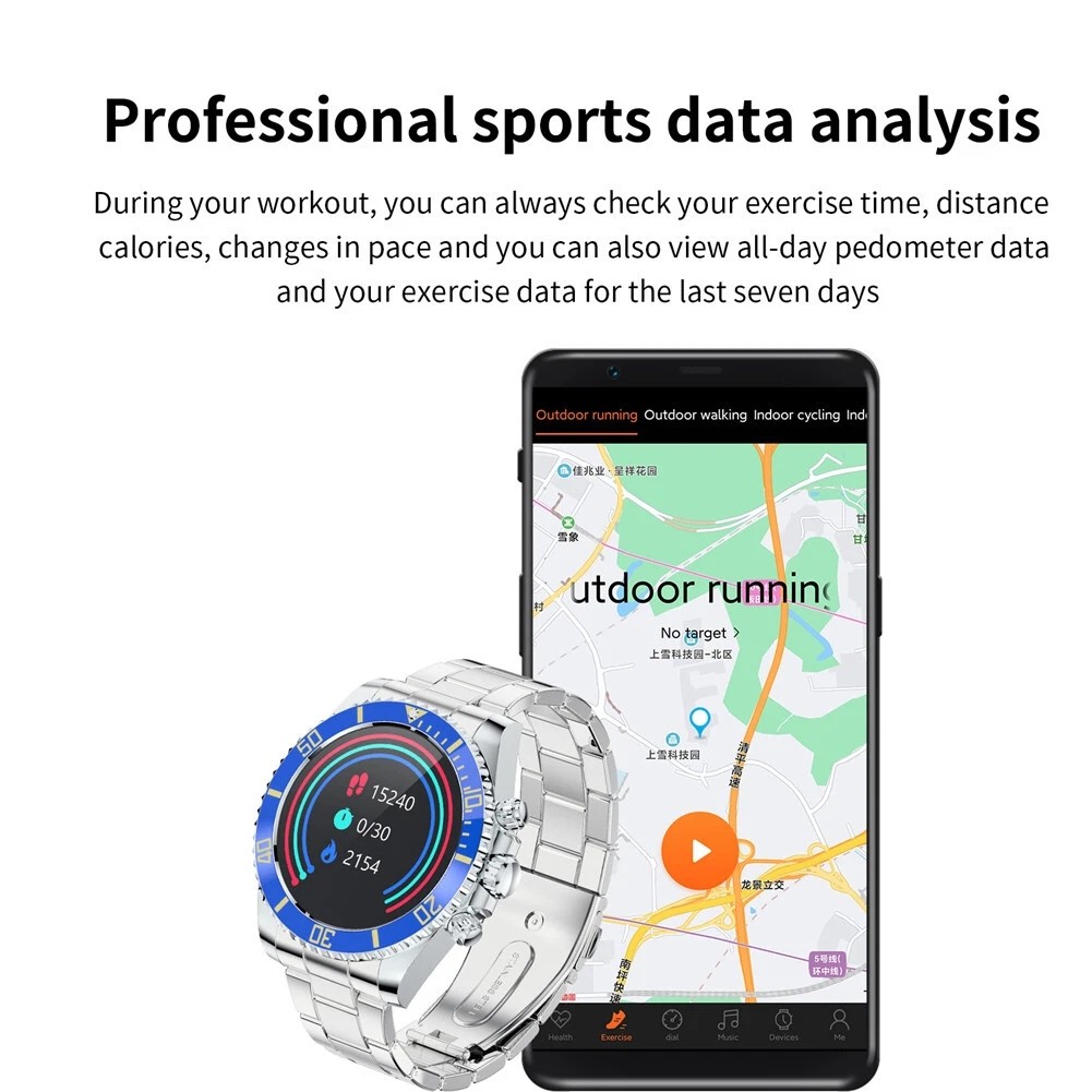 Smartwatch Men’s Watches Stainless Steel Fashion Luxury Watch Health Monitoring