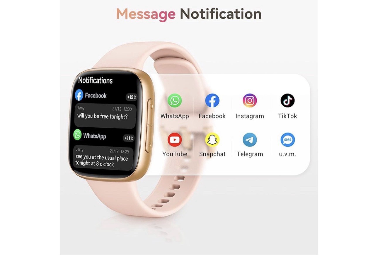 GTX20 Smart Watch AMOLED Display Pink Band Bluetooth Fitness Tracker Android iOS