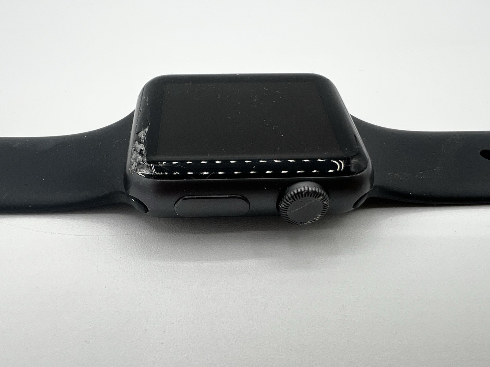 Apple Watch Series 1 38mm Black Aluminum A1802 Cracked Screen Parts Repair