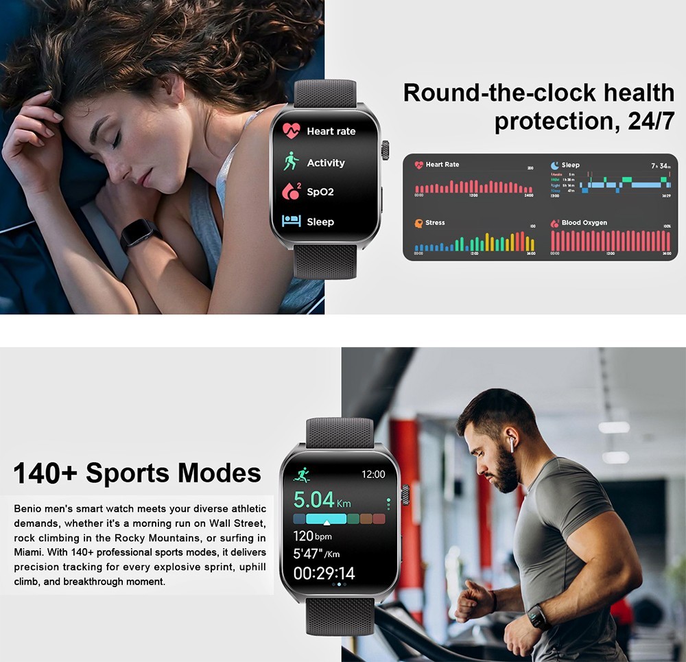 SMART WATCH AMOLED CURVED DISPLAY 2.04″ BLUETOOTH WATERPROOF MAGNETIC CHARGING