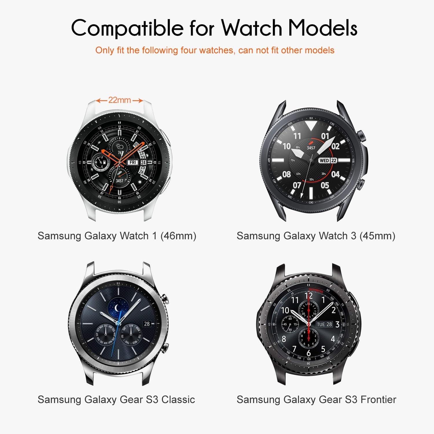 Silicone Band 2 Pack for Galaxy Watch 46mm, Gear S3 Frontier, Galaxy Watch 3 45m
