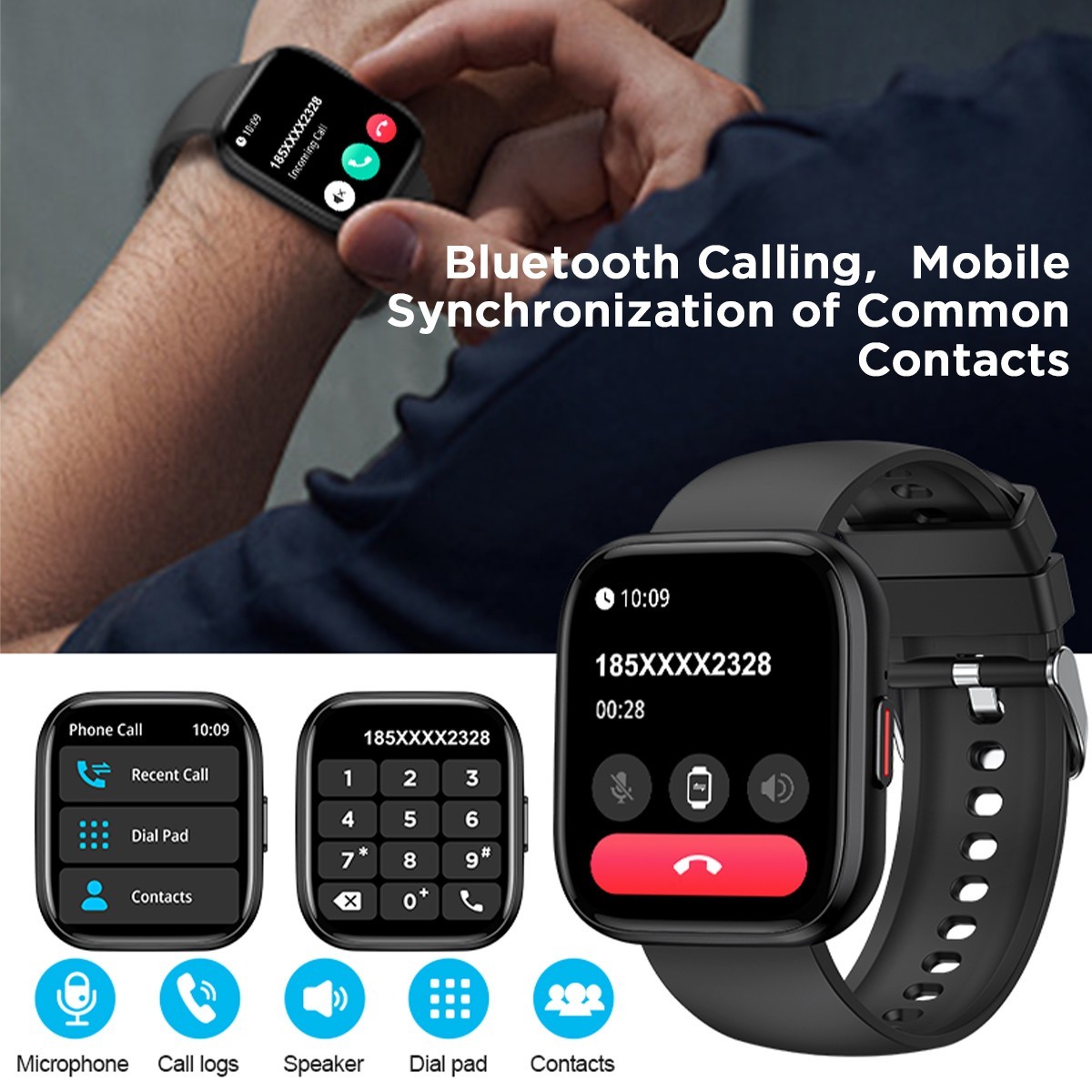 Smart Watch Heart Rate Blood Pressure Fitness Monitor Waterproof Bluetooth Watch