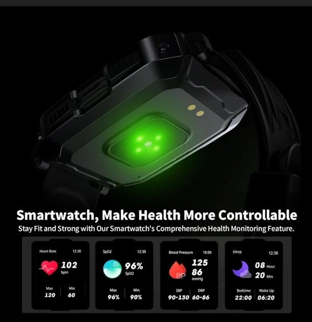Smart Watch Rugged and Military AI Assistant Tracking, Health Monitoring