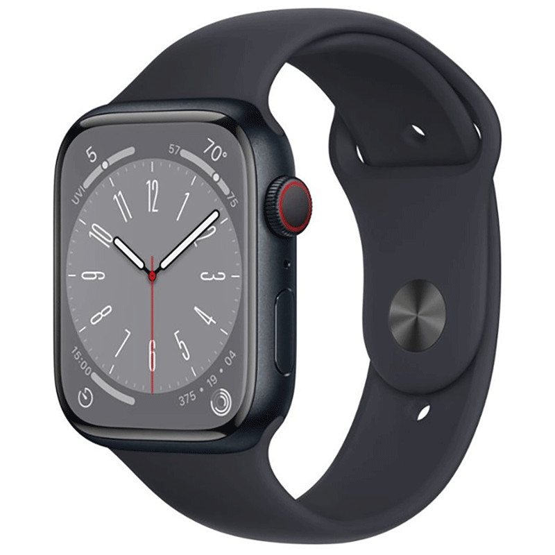 Apple Watch Series 8 45mm Midnight Aluminum Case with Sport Band, S/M (GPS +…
