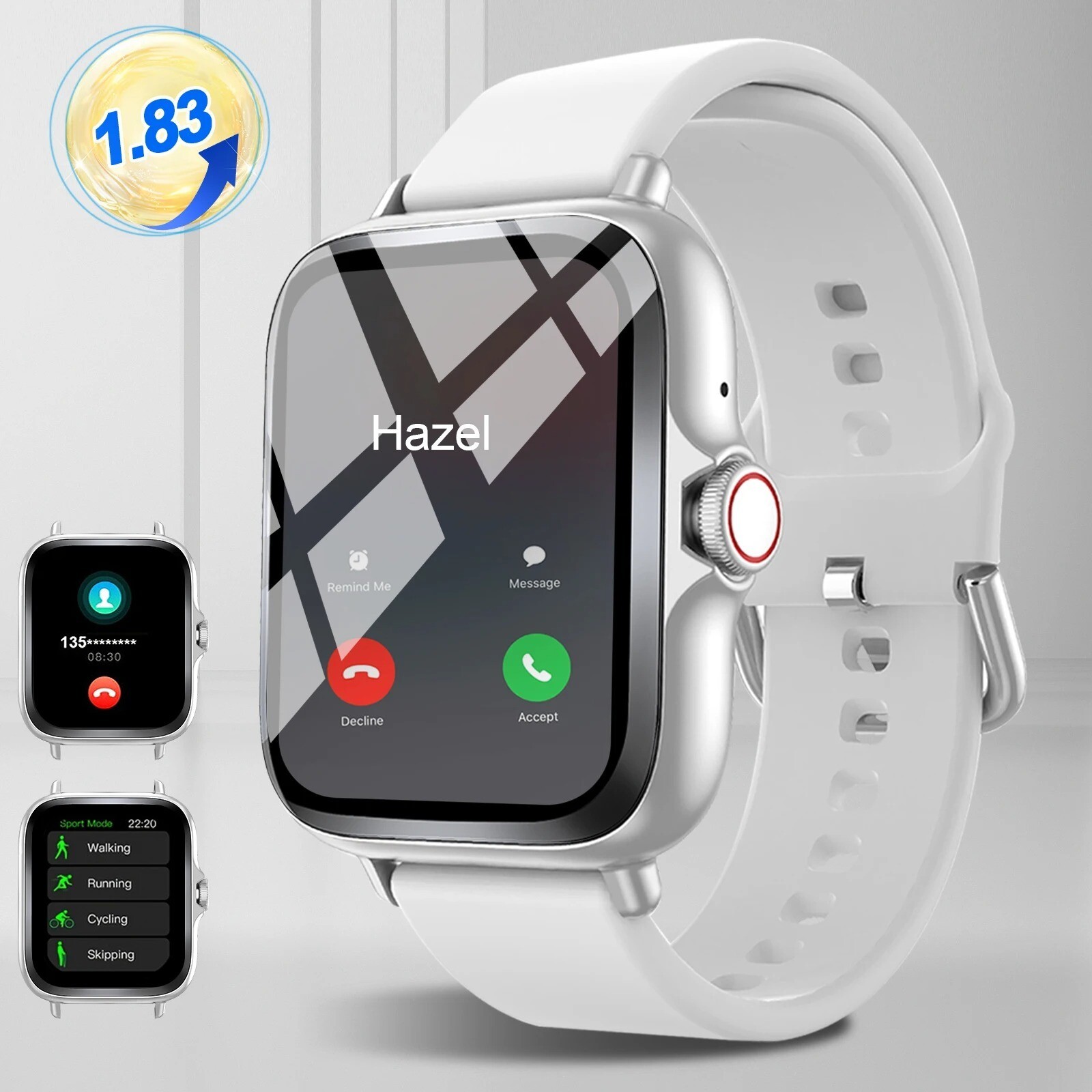 Smart watch with full touch screen, call, message reminder, music control and ot