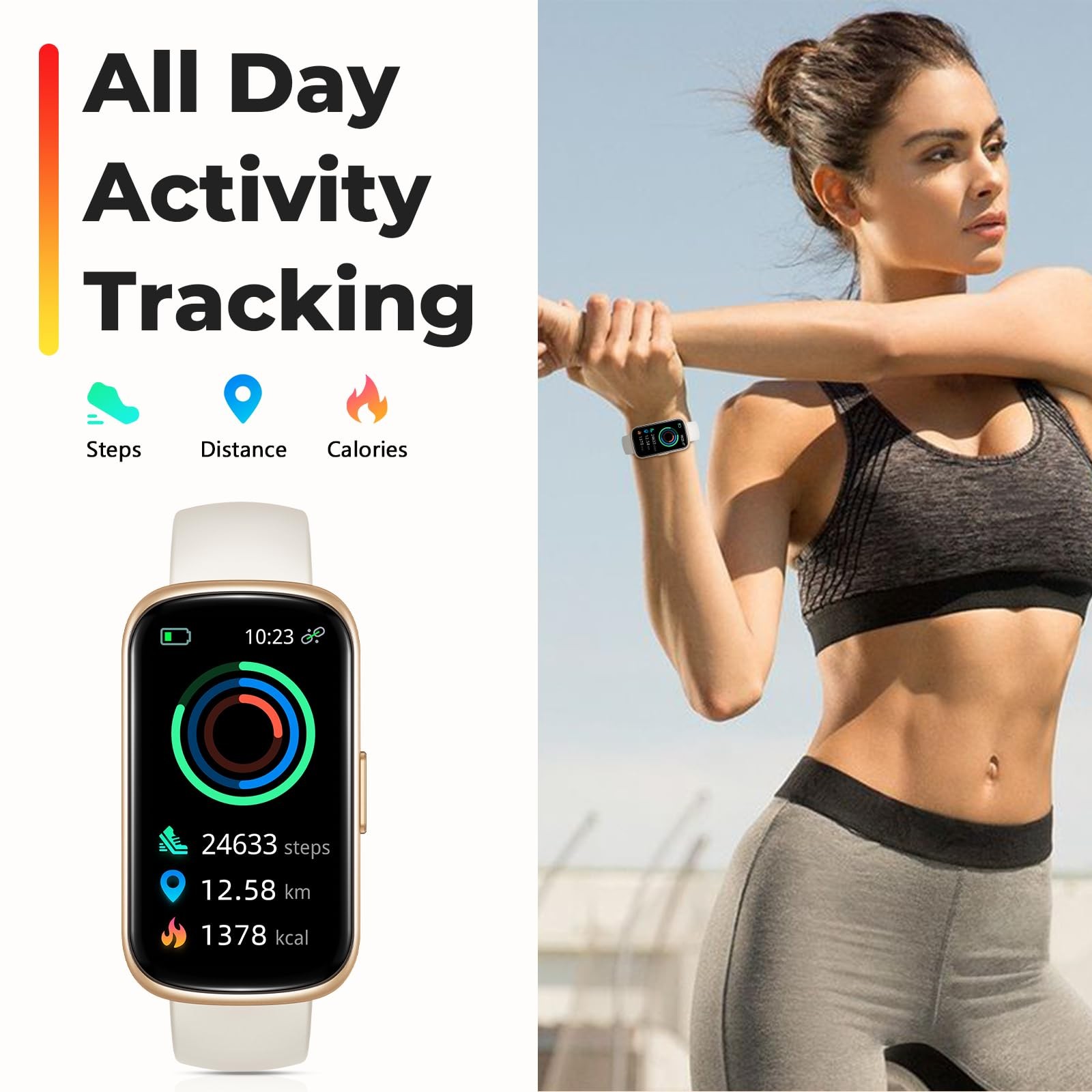Fitness Tracker , 1.47″ Full Touch Tracker with 24/7 Heart Rate & Monitor, Sl…