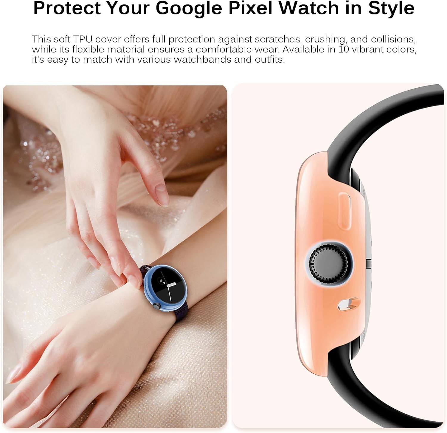10-Pack Screen Protector TPU Watch Cases for Google Pixel Watch 41mm, Scratch-Re