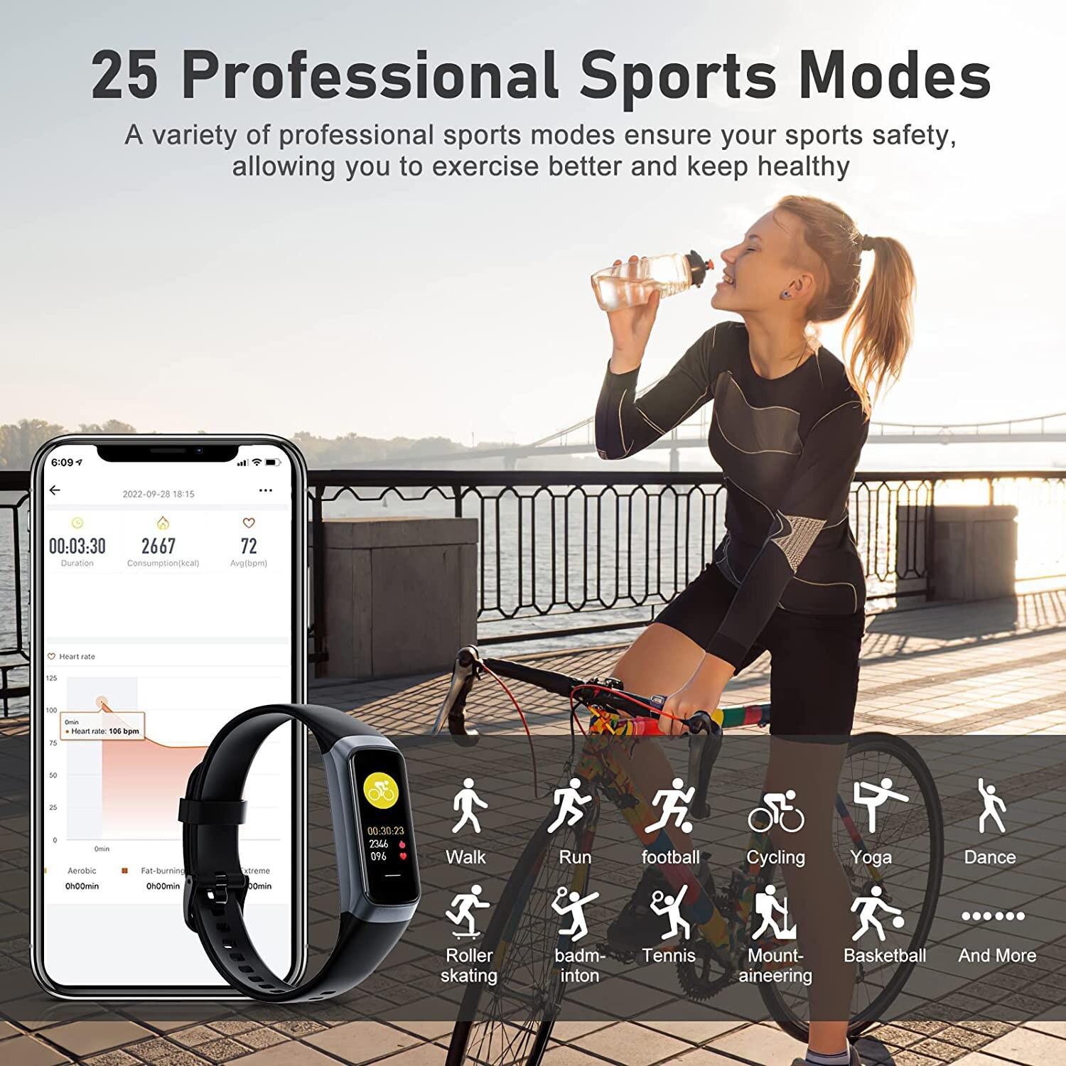 Slim SMART WATCH AMOLED Display Fitness Tracker Women Men Kids for Android iOS