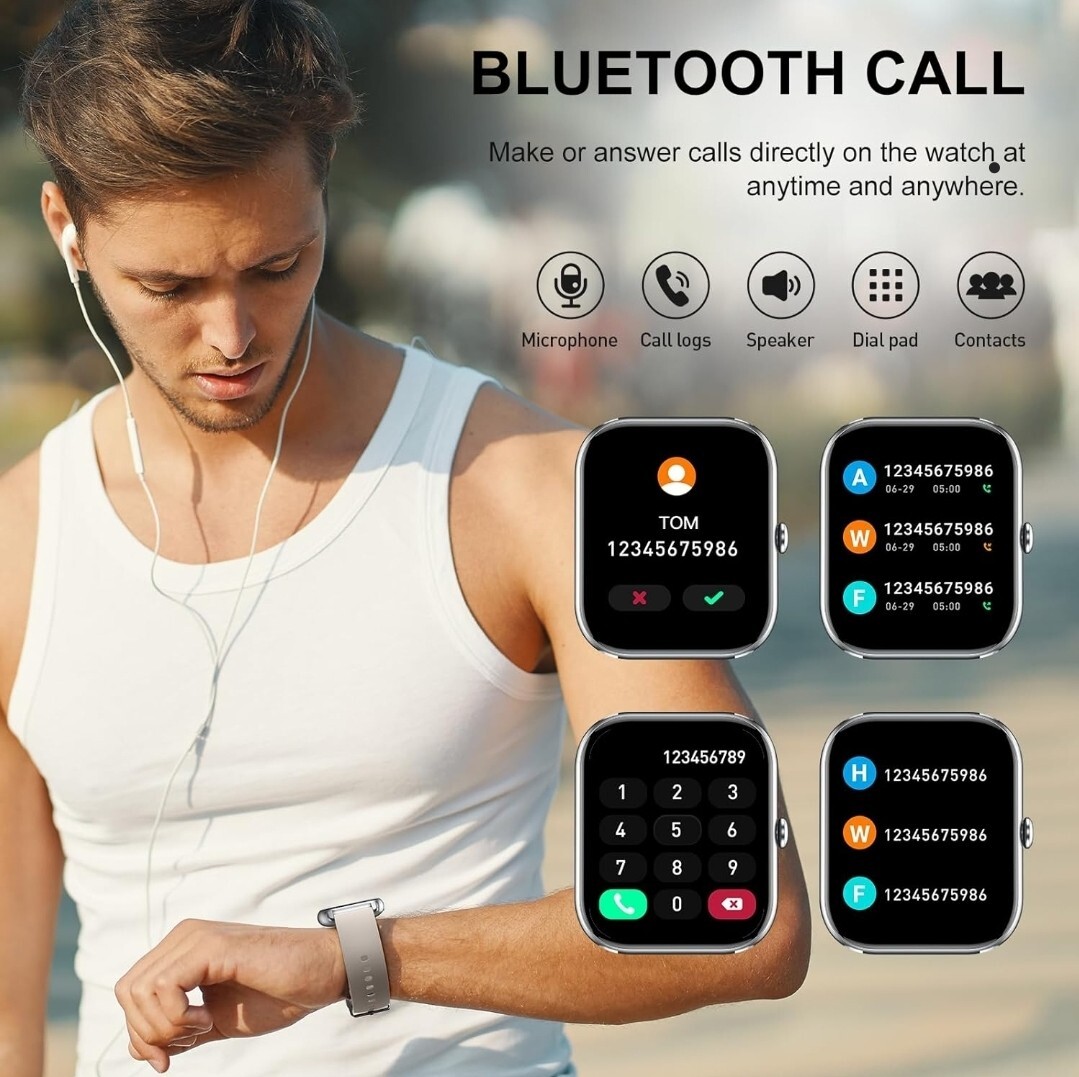 Navy Blue Nerunsa Touch Screen Smart Watch Fitness Tracker With Heart Rate…