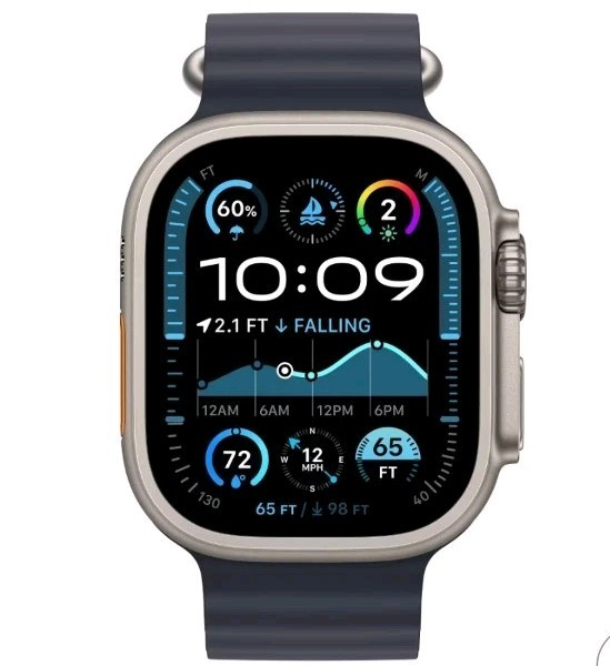 Apple Watch Ultra 2 GPS + Cellular 49mm Natural Titanium Case with Navy Ocean…