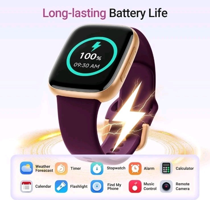 FitPolo Smart Watch GTX20 Purple 1.85 AMOLED Screen Fitness Tracker Bluetooth
