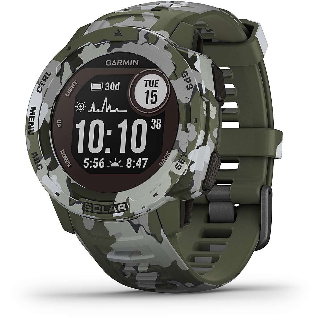Garmin INSTINCT SOLAR 010-02293-06 Silicone Camo Green GPS Smartwatch Watch