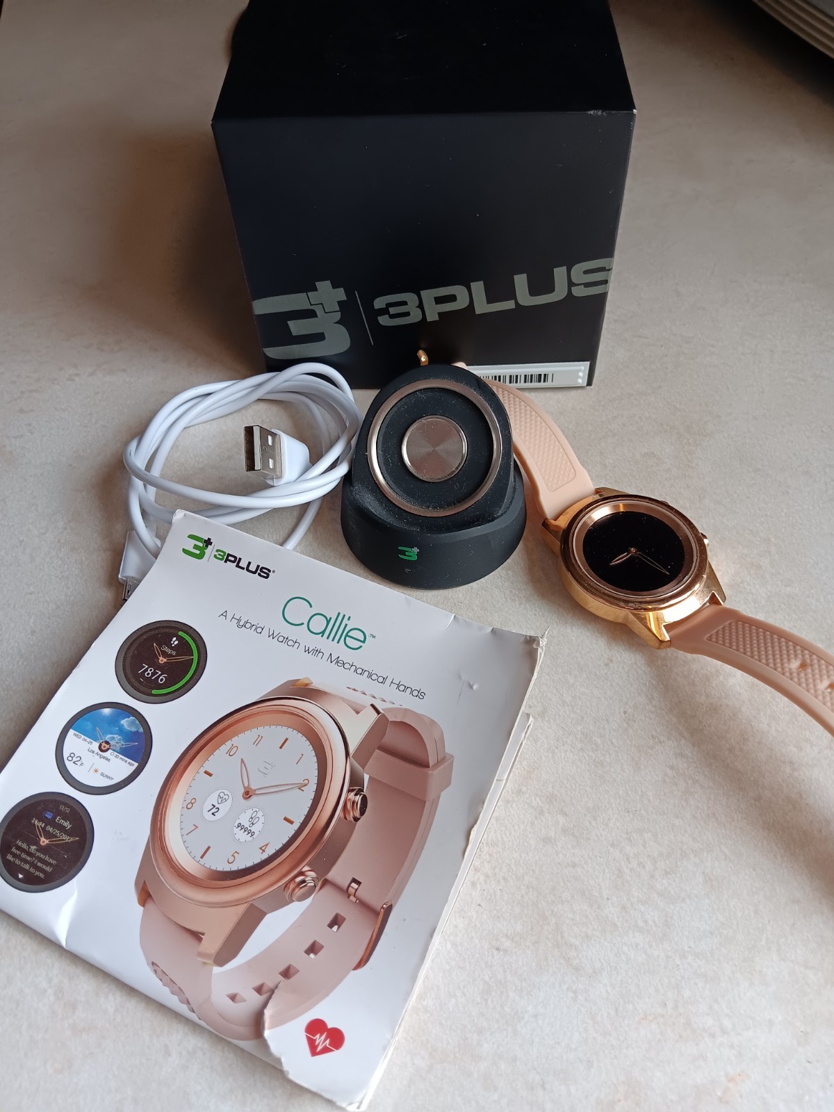 3PLUS Callie Hybrid Smart Watch Heart Rate Touchscreen Rose Gold