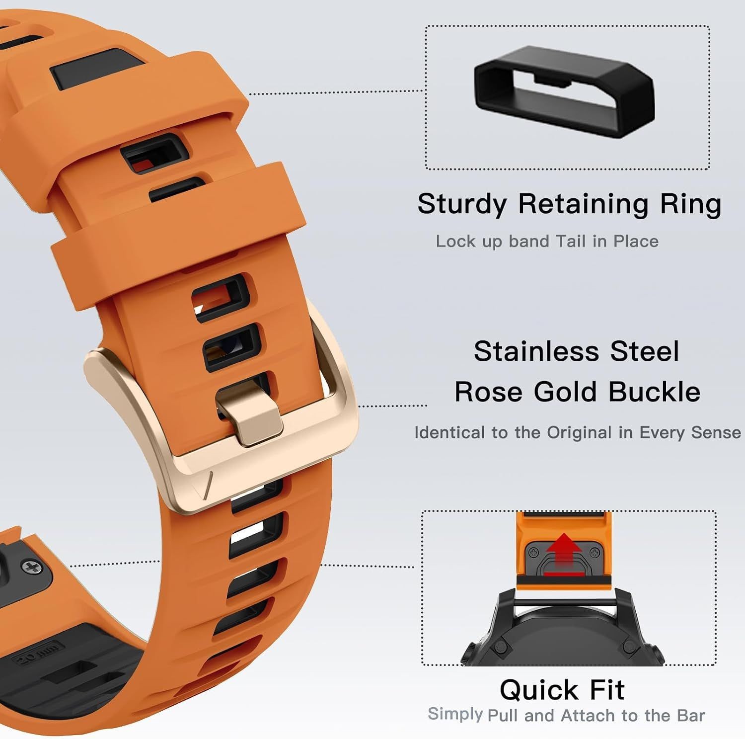 Strap For Garmin Fenix 8/7S Pro/7S/6S Pro/6S/5S Plus/5S, Silicone Soft Strap