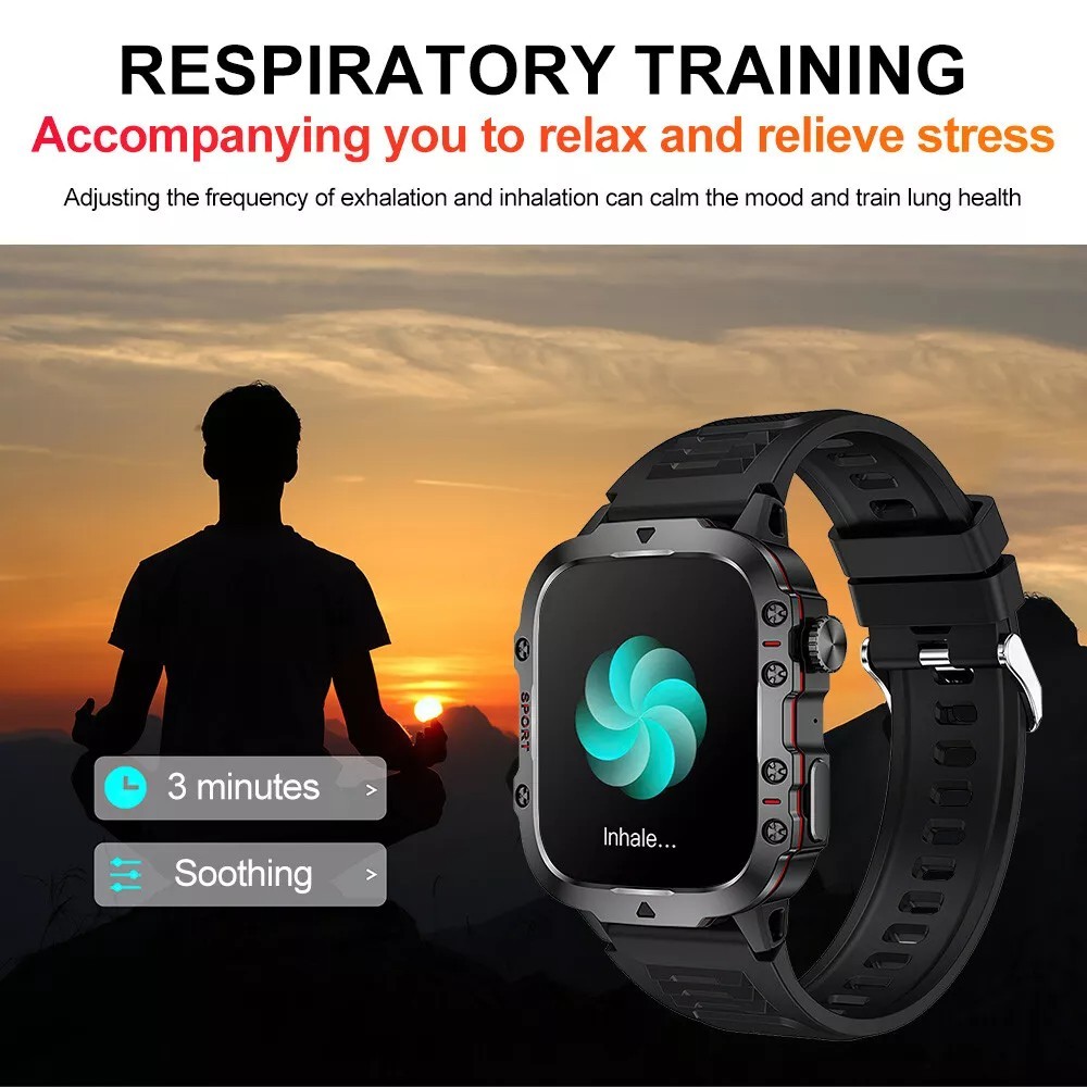 Sport Smart Watch for Men Heart Rate Fitness Tracker LED Flashlight Music Player