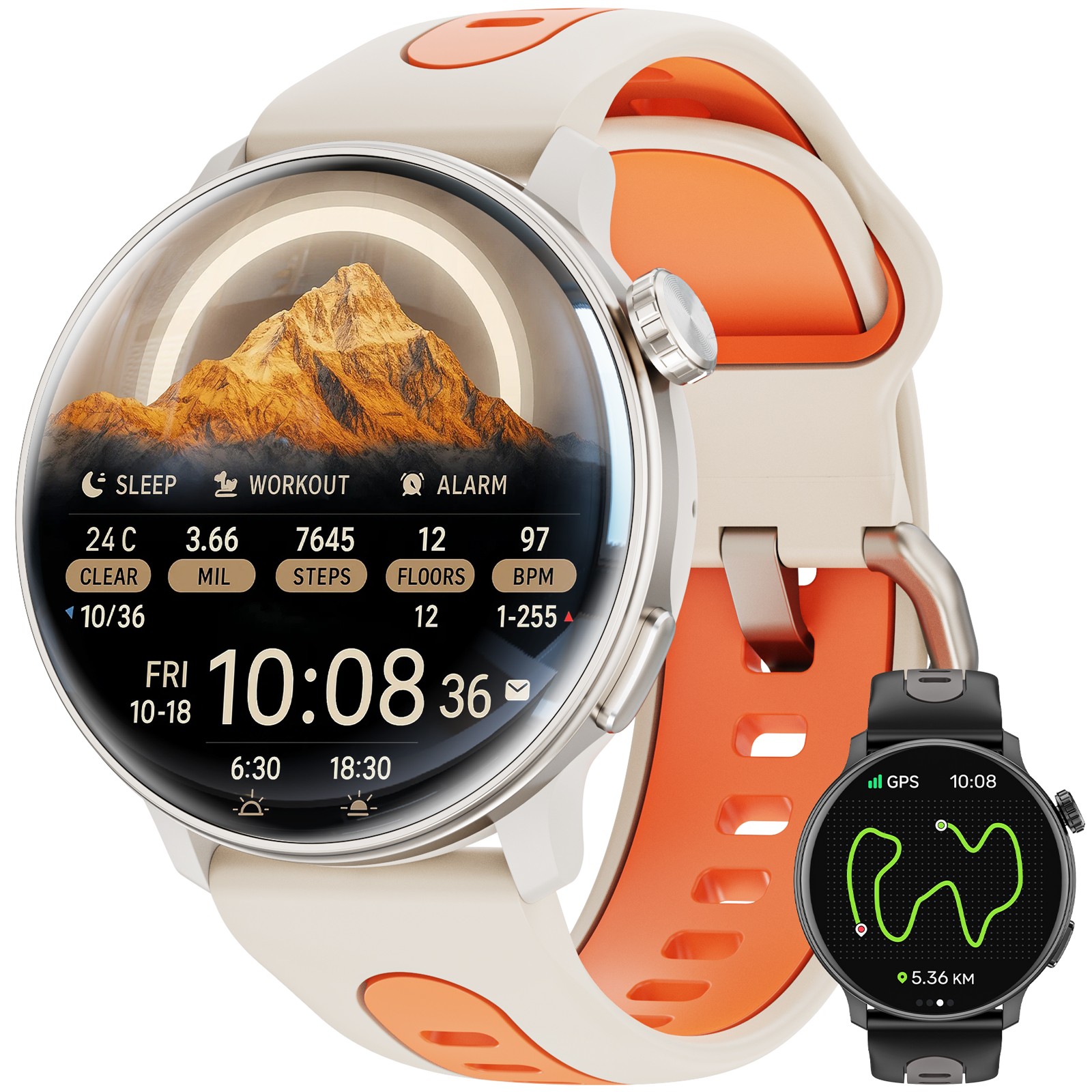 1.43″ HD Smart Watch AMOLED Display 3ATM waterproof Compass GPS For Android iOS
