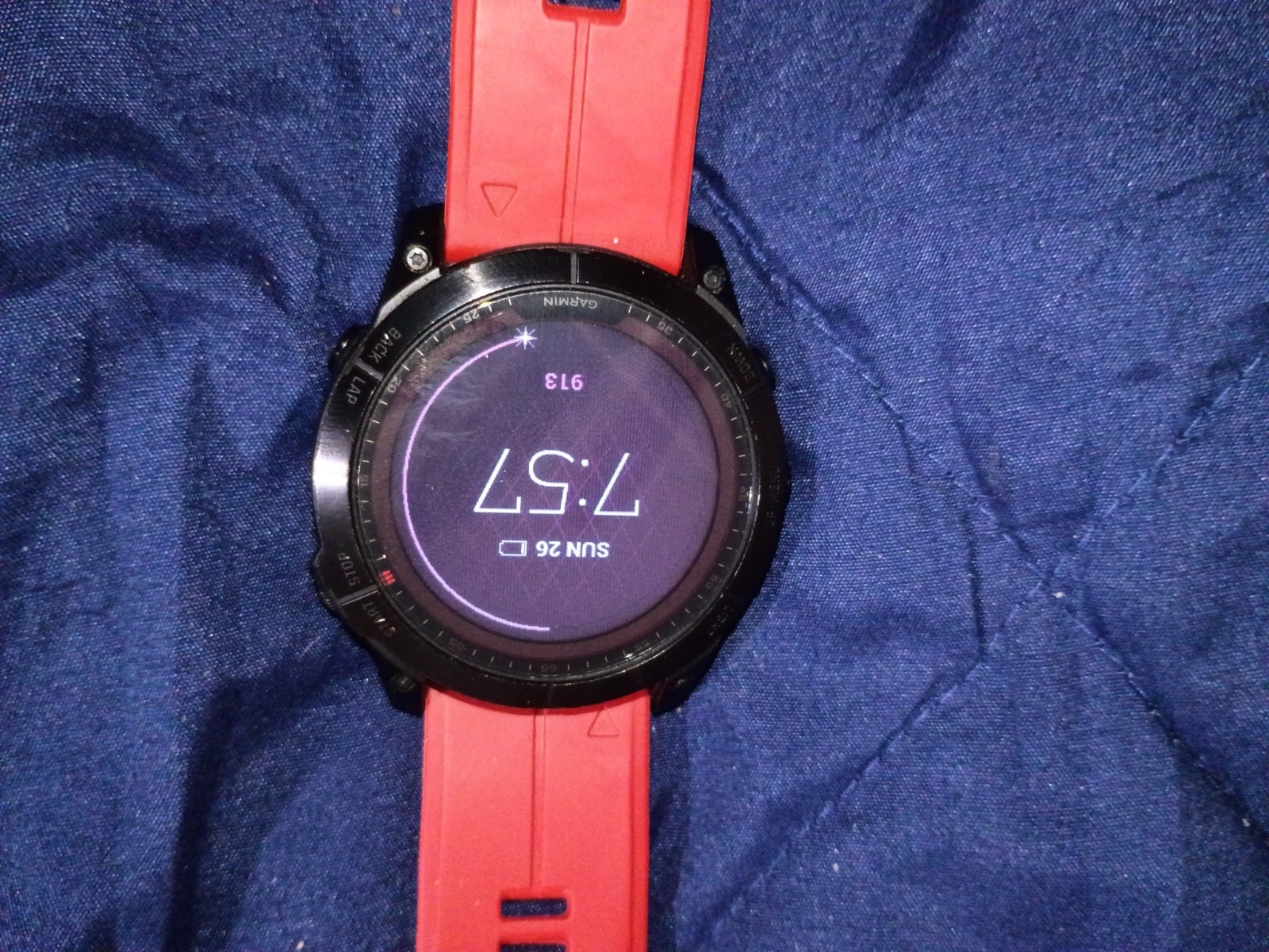 Garmin Fenix 7X With Red Silicone Band Smart Watch 51mm Heart Rate Monitor