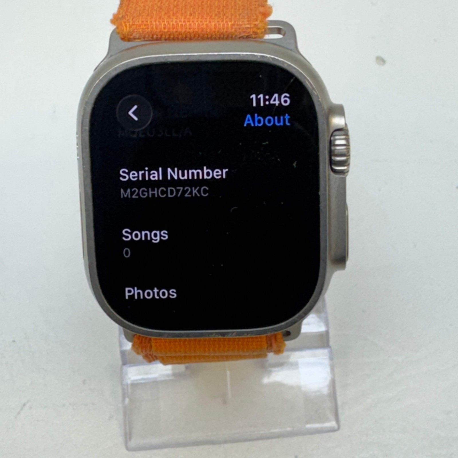 Unlocked Apple Watch Ultra 49MM Natural Titanium Orange Alpine Loop MQEU3LL/A