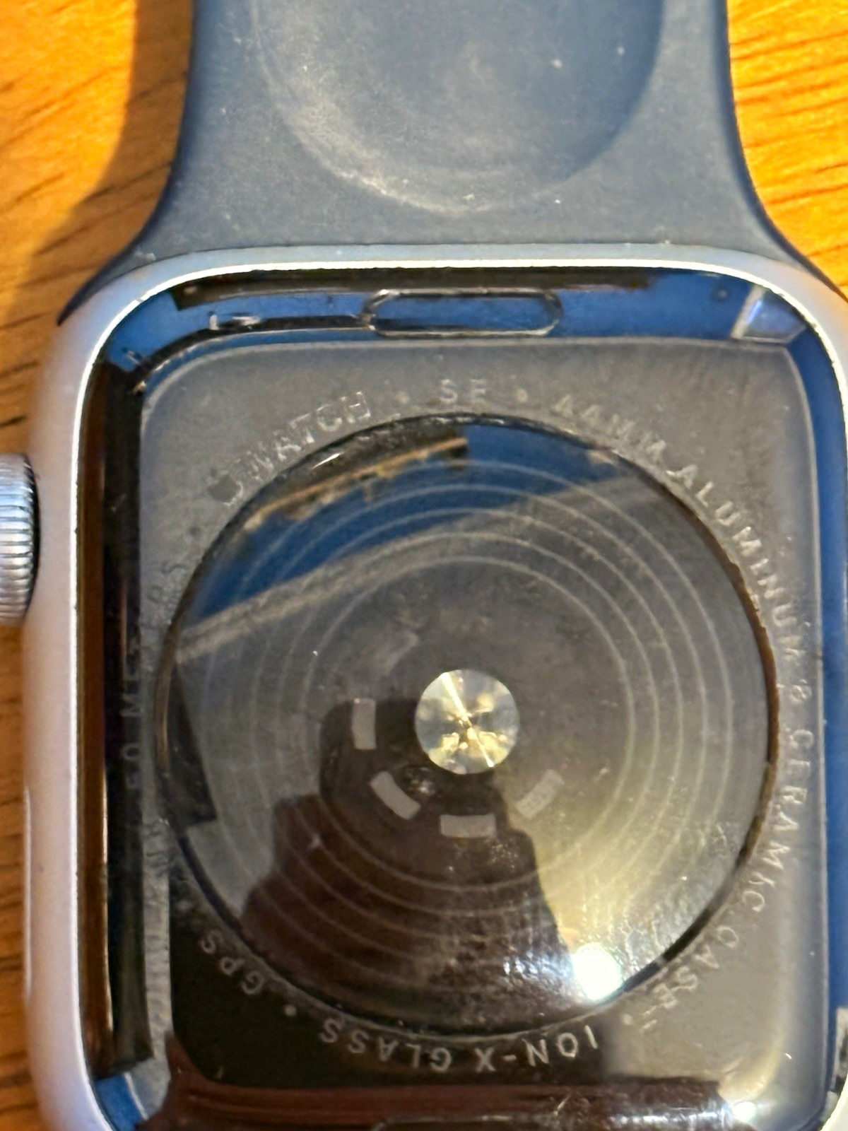 Apple Watch SE 44mm Silver Aluminum Case Blue Silicone Band 32GB Unlocked