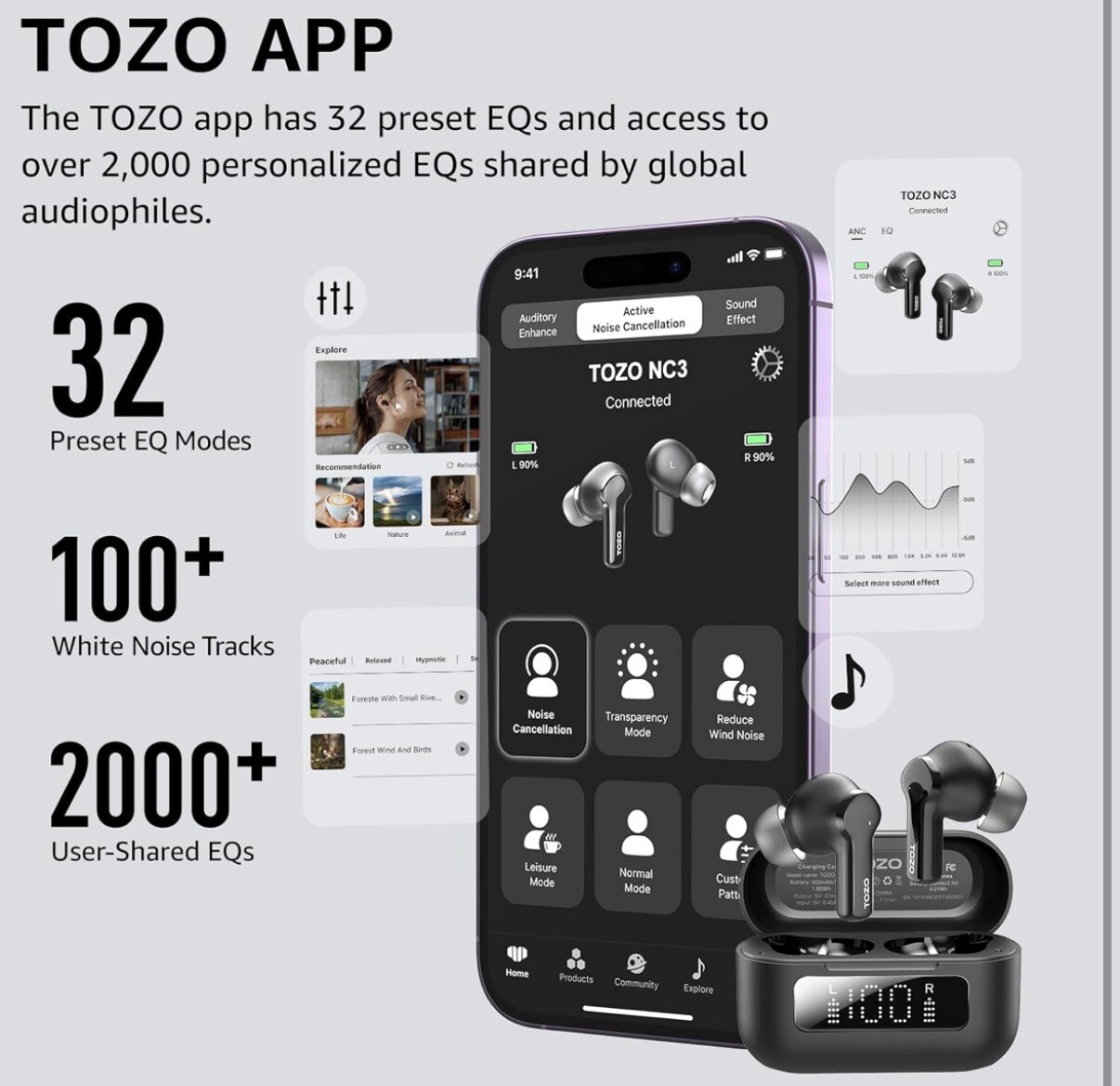 Kit TOZO S5 Smart Watch (Answer/Make Calls) 1.43’’ AMOLED & Wireless EarbudsNC3