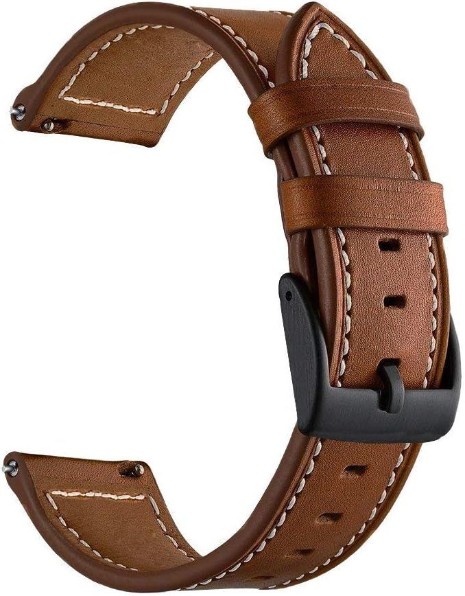 2 Pack Leather Strap Compatible with Garmin Venu 3 22mm Black Metal Buckle