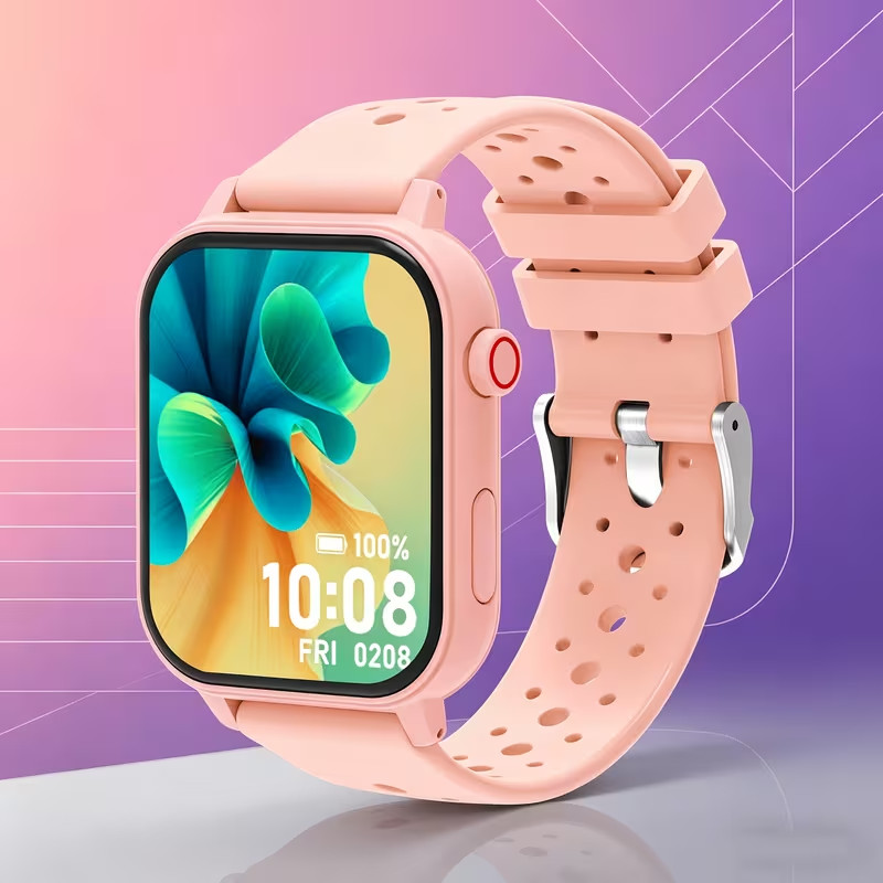 Smart Watch – Android or Apple Compatable – Pink-Black-Purple – Silicone Band