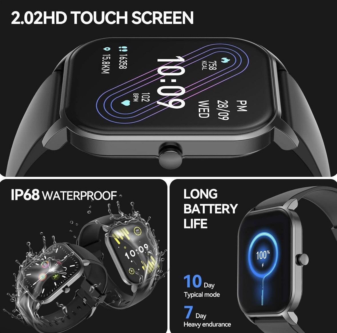 Smart Watch Waterproof 2.02” Activity Tracker and Smartwatches
